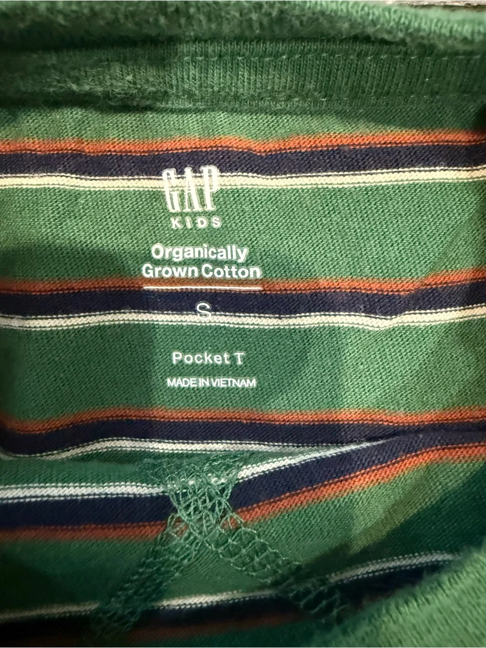 Boys GAP Kids Green Striped Long Sleeve Shirt size small